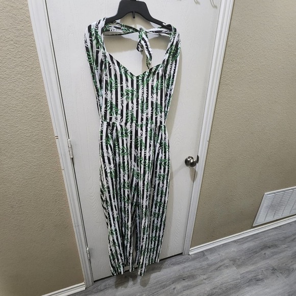 Xoxo linen blend‎ tropical palm tree wide leg jumpsuit size XXL - Picture 1 of 9